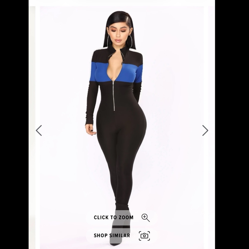 Fashion Nova Black and Blue Lounge Jumpsuit